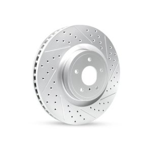 BMW I7 Brake Rotor (1) - Left Front - R1 Concepts - Geo-Carbon Slotted/Drilled - `23-`26